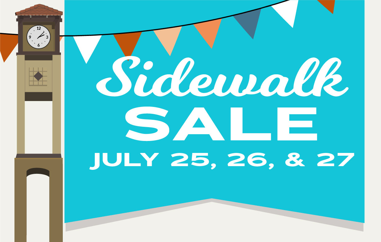 Sidewalk Sale 2025 banner with party favors