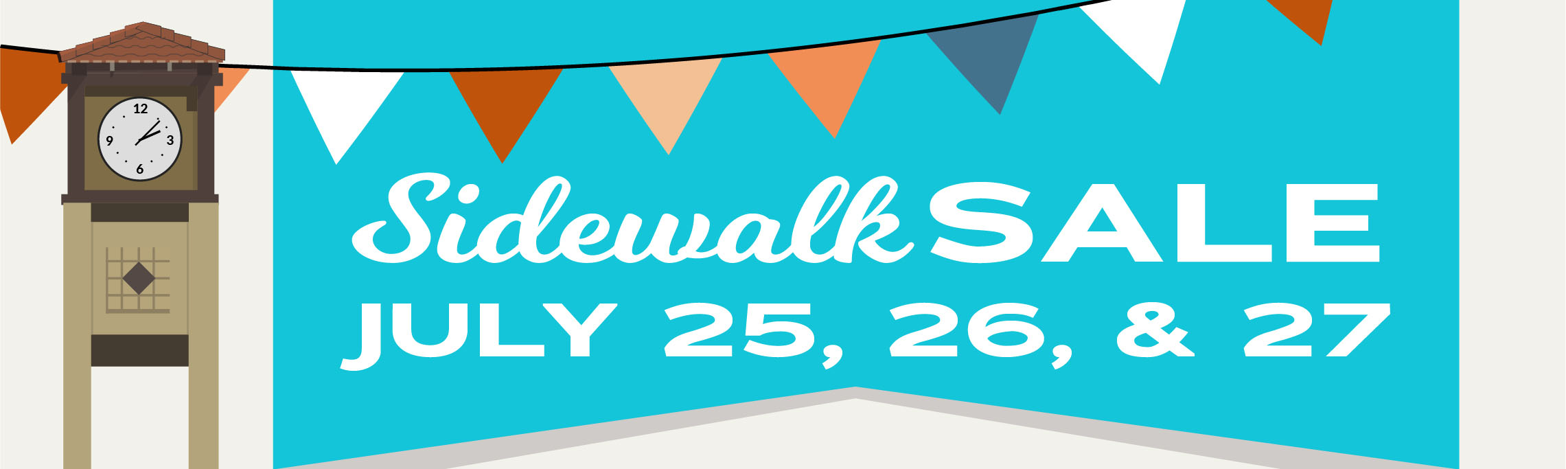 Sidewalk Sale 2025 banner with party favors